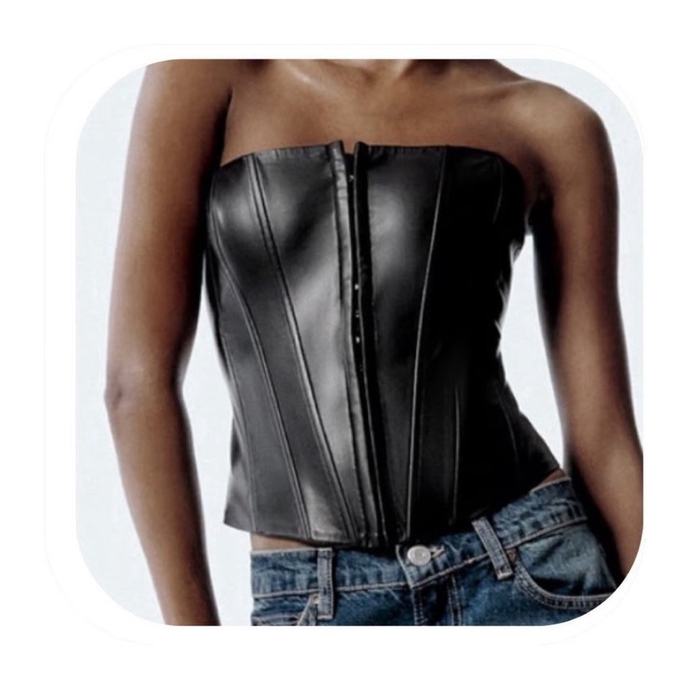 Black Leather Corset Top